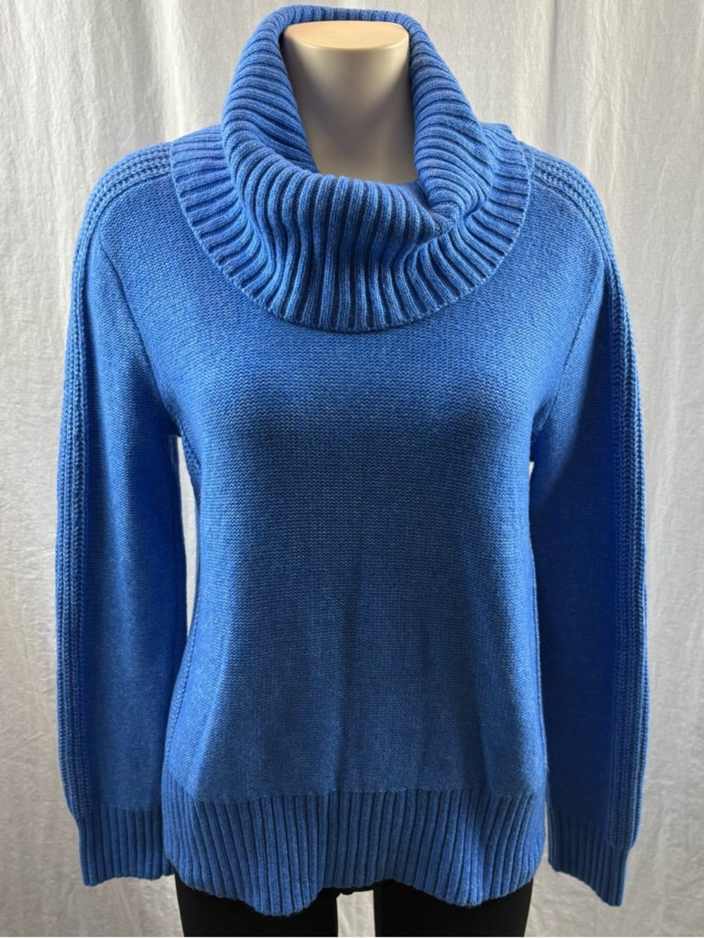 Joie Blue Ribbed Cowl Neck Sweater L